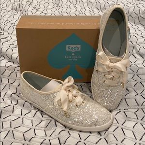 Kate Spade White Glitter Keds